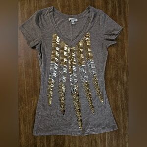 Boston Proper Sequin Feather T Shirt